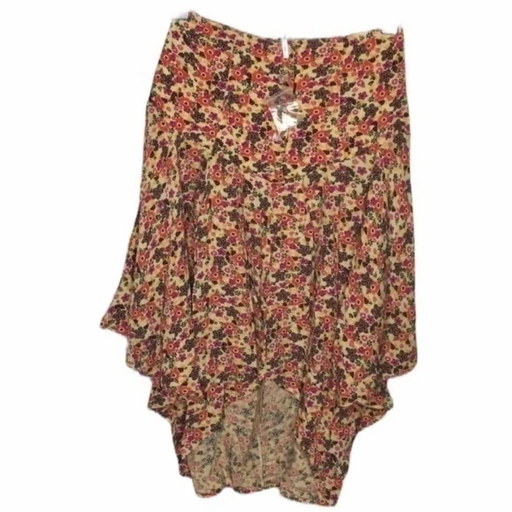 FREE PEOPLE flounce floral asymmetrical skirt